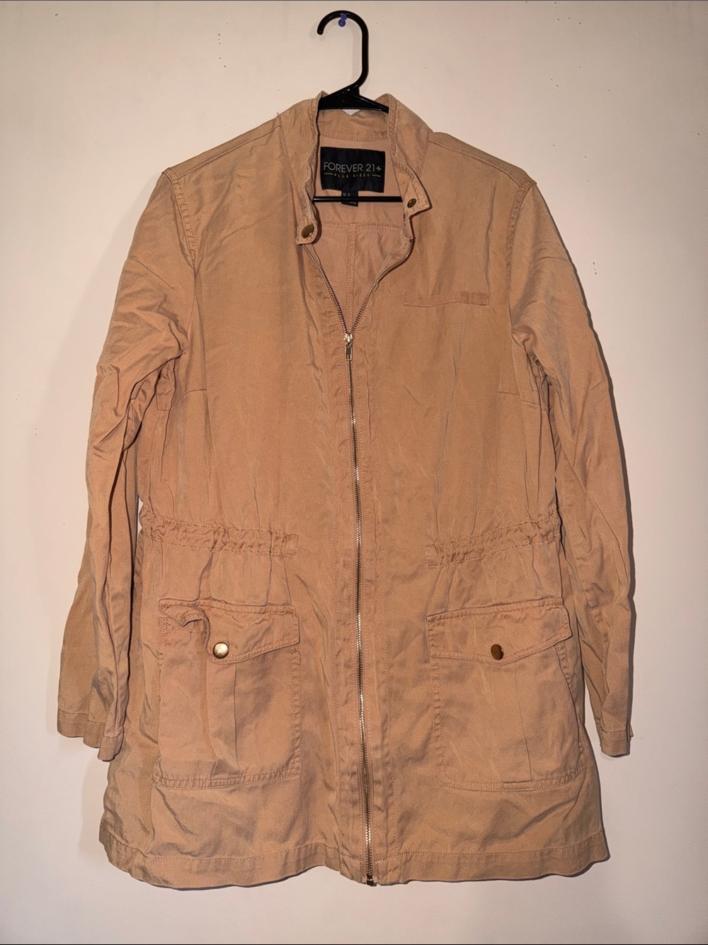 Forever 21 Women's Light Brown Utility Jacket with Zip
